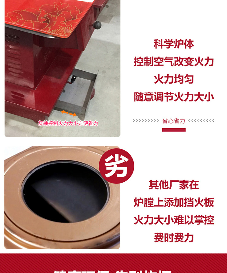 多功能家用柴火炉-0.8米正方形有机钢化玻璃桌面【炉具】