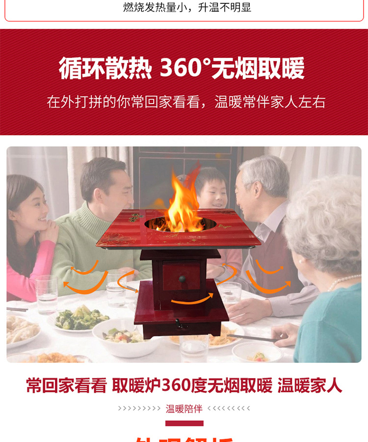 多功能家用柴火炉-0.8米正方形有机钢化玻璃桌面【炉具】