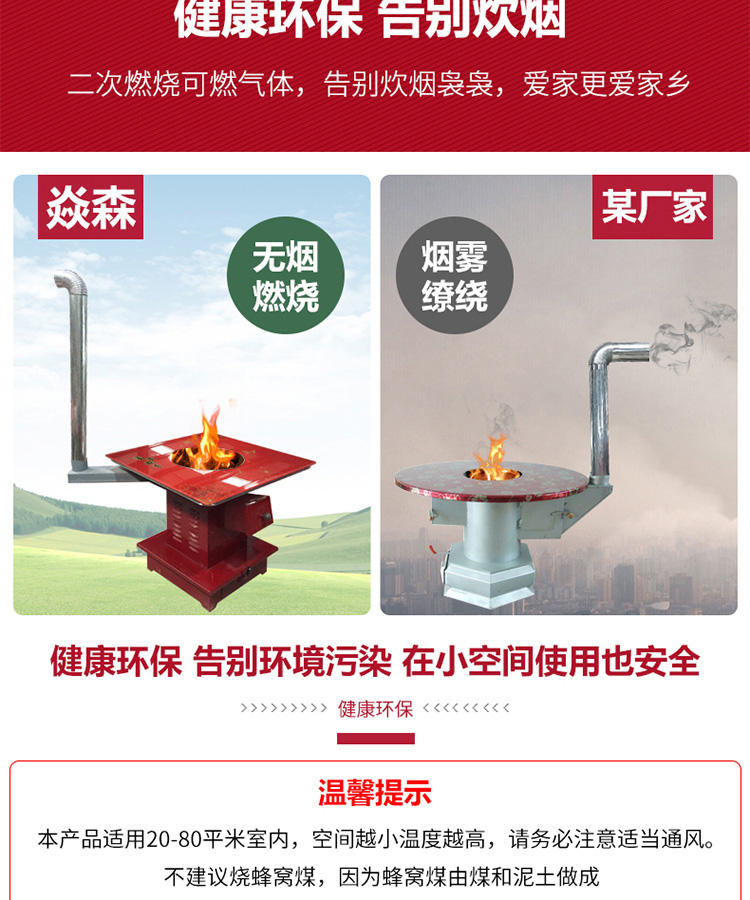 多功能家用柴火炉-0.8米正方形有机钢化玻璃桌面【炉具】
